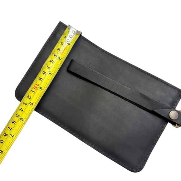 Portland leather black wristlet bag
